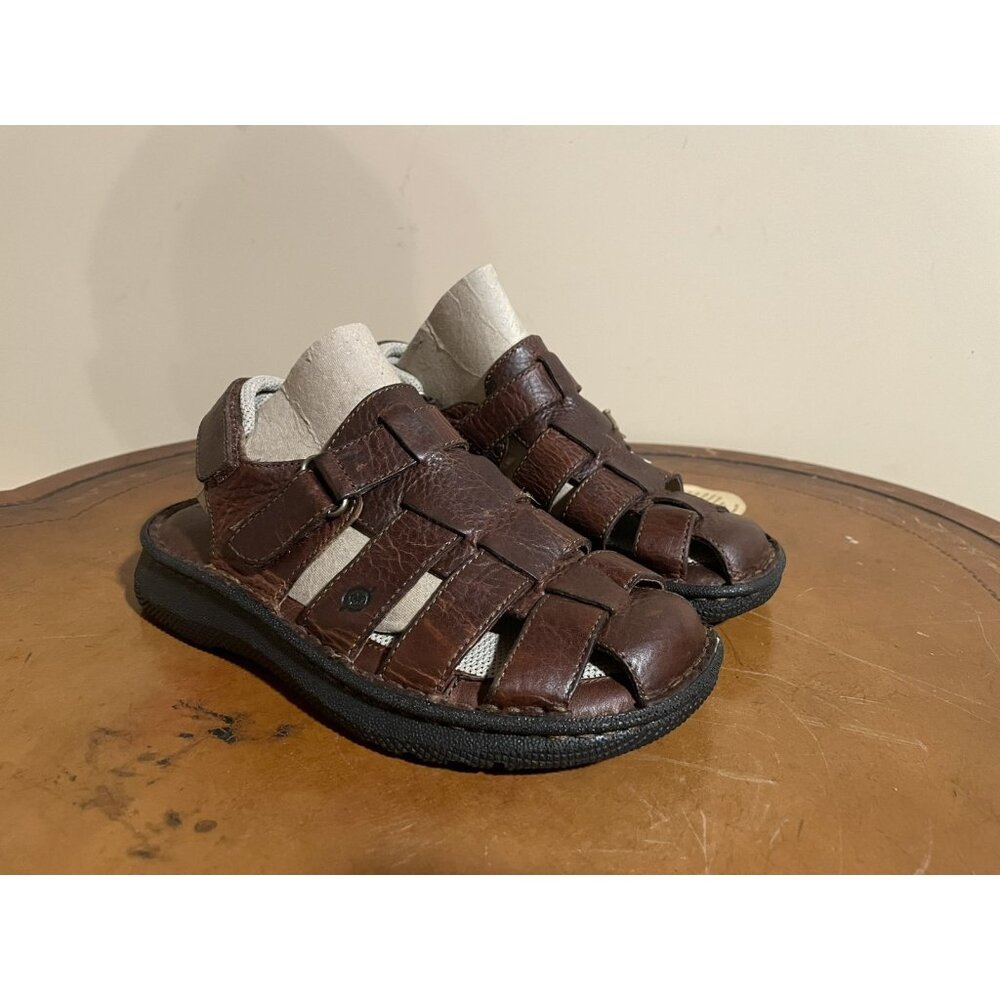 Born Fisherman Brown Leather Sandals Youth Size 1 (F152)